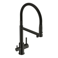 Смеситель Cersanit Zen 68250, для кухонной мойки, с подключением к фильтру, черный матовый