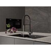 Смеситель Cersanit Zen 68250, для кухонной мойки, с подключением к фильтру, черный матовый
