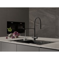 Смеситель Cersanit Zen 68250, для кухонной мойки, с подключением к фильтру, черный матовый