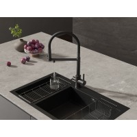 Смеситель Cersanit Zen 68250, для кухонной мойки, с подключением к фильтру, черный матовый
