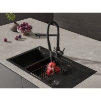 Смеситель Cersanit Zen 68250, для кухонной мойки, с подключением к фильтру, черный матовый