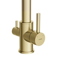 Смеситель для кухонной мойки Cersanit Zen 68251, с подключением к фильтру с питьевой водой, PVD покрытие, золото/черный