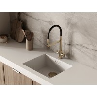 Смеситель для кухонной мойки Cersanit Zen 68251, с подключением к фильтру с питьевой водой, PVD покрытие, золото/черный