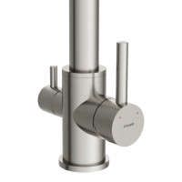Смеситель Cersanit Zen 68259, для кухонной мойки, с подключением к фильтру, PVD-сатин/черный