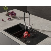 Смеситель Cersanit Zen 68259, для кухонной мойки, с подключением к фильтру, PVD-сатин/черный
