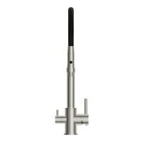 Смеситель Cersanit Zen 68259, для кухонной мойки, с подключением к фильтру, PVD-сатин/черный