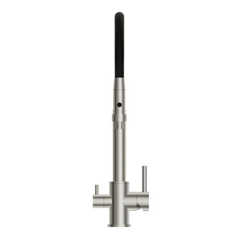 Смеситель Cersanit Zen 68259, для кухонной мойки, с подключением к фильтру, PVD-сатин/черный