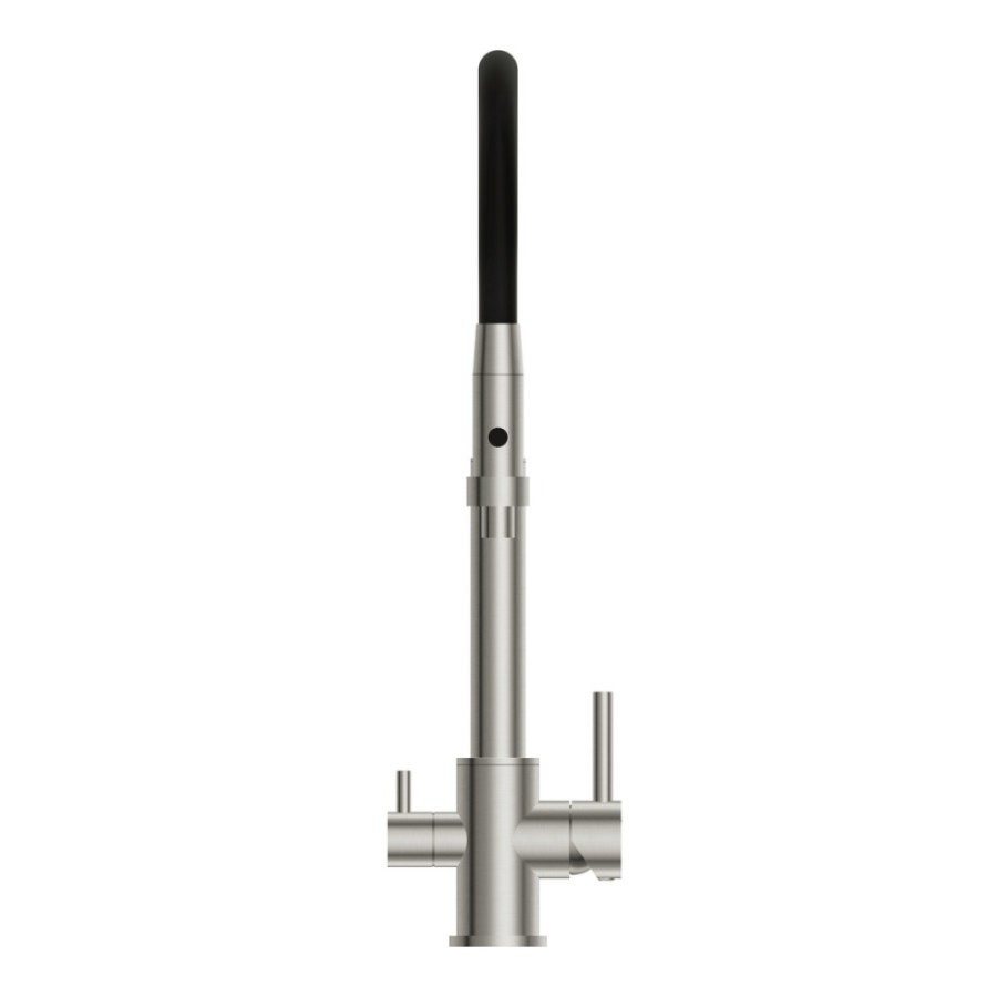Смеситель Cersanit Zen 68259, для кухонной мойки, с подключением к фильтру, PVD-сатин/черный