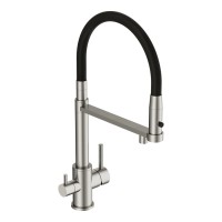 Смеситель Cersanit Zen 68259, для кухонной мойки, с подключением к фильтру, PVD-сатин/черный