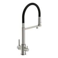 Смеситель Cersanit Zen 68259, для кухонной мойки, с подключением к фильтру, PVD-сатин/черный