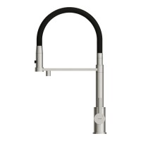 Смеситель Cersanit Zen 68259, для кухонной мойки, с подключением к фильтру, PVD-сатин/черный