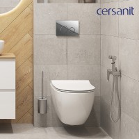 Инсталляция Cersanit Vector 68302, с подвесным безободковым унитазом Brasko Smart, белый, сиденье микролифт, клавиша хром