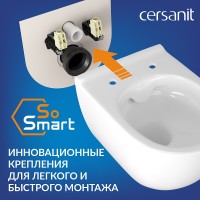 Инсталляция Cersanit Vector 68302, с подвесным безободковым унитазом Brasko Smart, белый, сиденье микролифт, клавиша хром