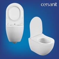 Инсталляция Cersanit Vector 68304, с подвесным безободковым унитазом Brasko Smart, белый, сиденье микролифт, клавиша белая
