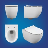 Инсталляция Cersanit Vector 68304, с подвесным безободковым унитазом Brasko Smart, белый, сиденье микролифт, клавиша белая