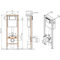 Инсталляция Cersanit Vector 68304, с подвесным безободковым унитазом Brasko Smart, белый, сиденье микролифт, клавиша белая