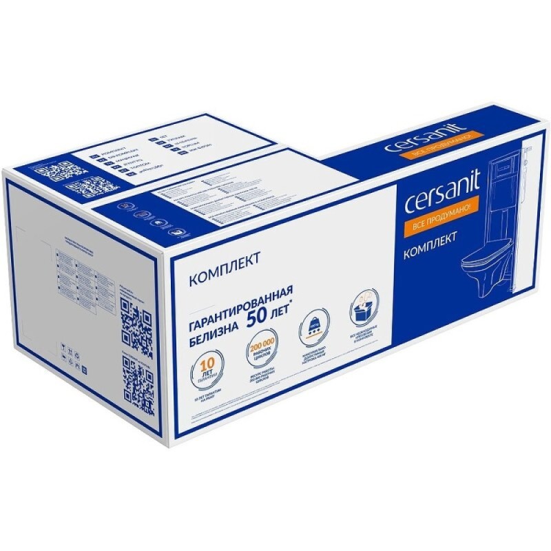 Инсталляция Cersanit Link Pro 68306, с подвесным безободковым унитазом City Smart, сиденье микролифт, белый, клавиша хром