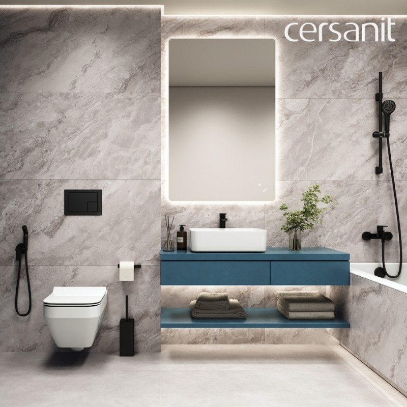 Клавиша смыва Cersanit Corner 68324, механическая, черная матовая