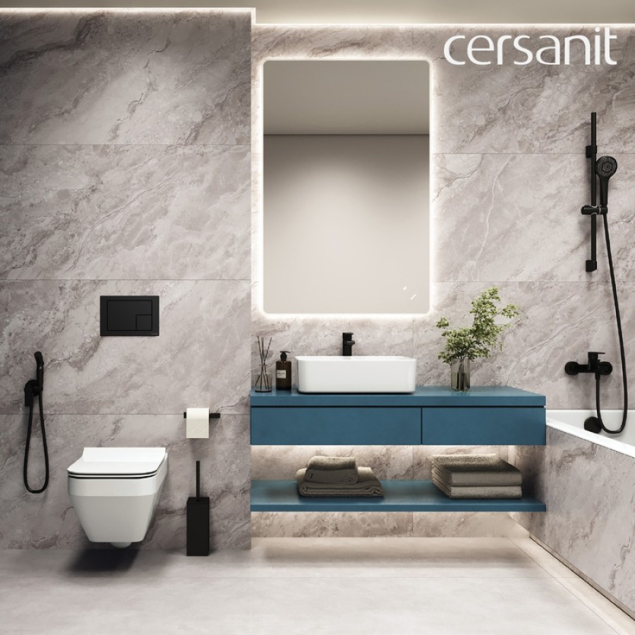 Клавиша смыва Cersanit Corner 68324, механическая, черная матовая