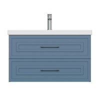 Тумба под раковину Cersanit Classic 69091, 80 см, подвесная, голубая матовая