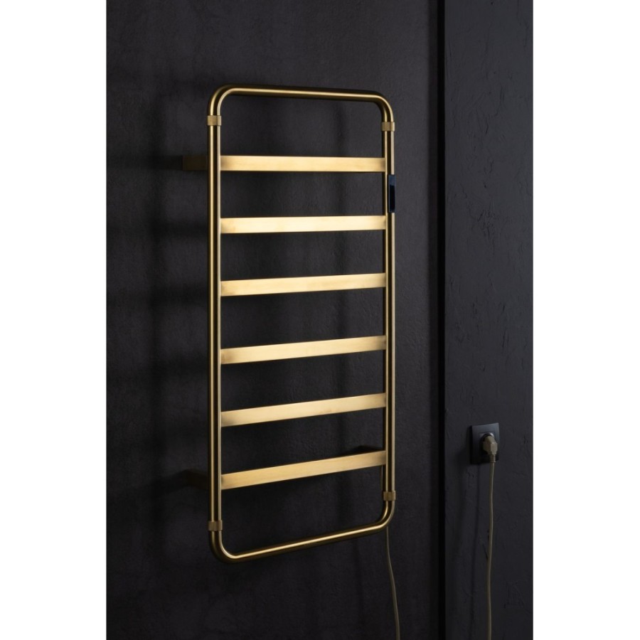 Полотенцесушитель электрический Allen Brau Priority 7.31003-GB, ширина 48 см, высота 92 см, диммер справа, цвет золото браш