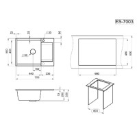 Кухонная мойка Granula Estetica ES-7003 7003, Турмалин, турмалин