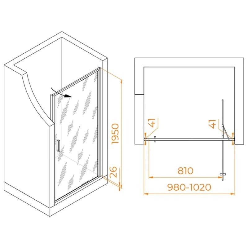 Душевая дверь RGW Stilvoll SV-05-Gr 70320510-1510, 100 см, стекло ribbed ребристое, профиль серый