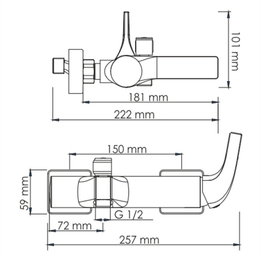 Смеситель WasserKRAFT 7101 для ванны и душа, глянцевое золото