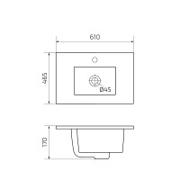 Раковина Gid Integrado 9060e 71101, 61 см, фаянс, белая