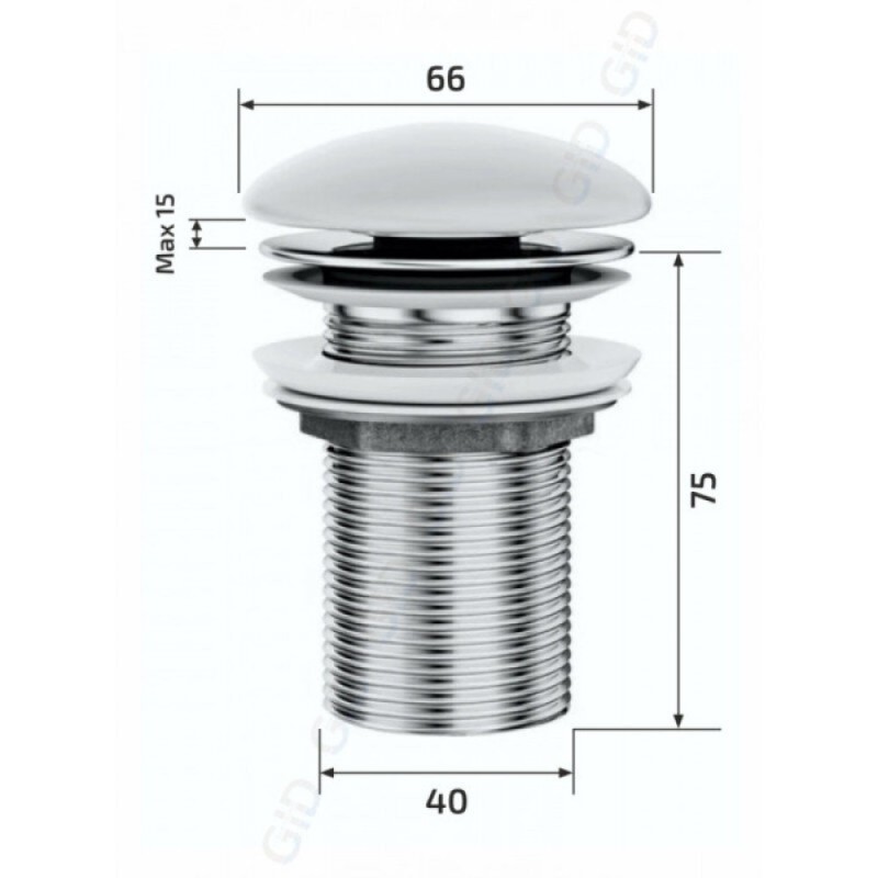 Донный клапан для раковины Gid Minucia Wh100 71101K, без перелива, Clik-Clak, белый
