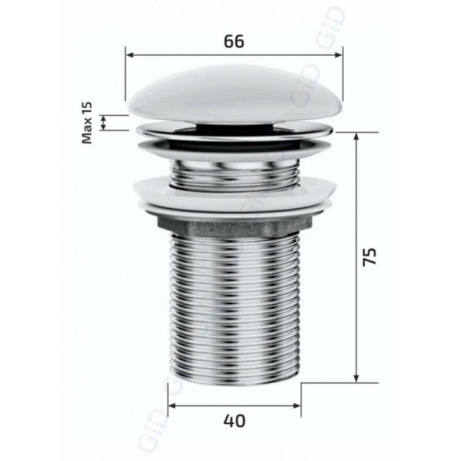 Донный клапан для раковины Gid Minucia Wh100 71101K, без перелива, Clik-Clak, белый