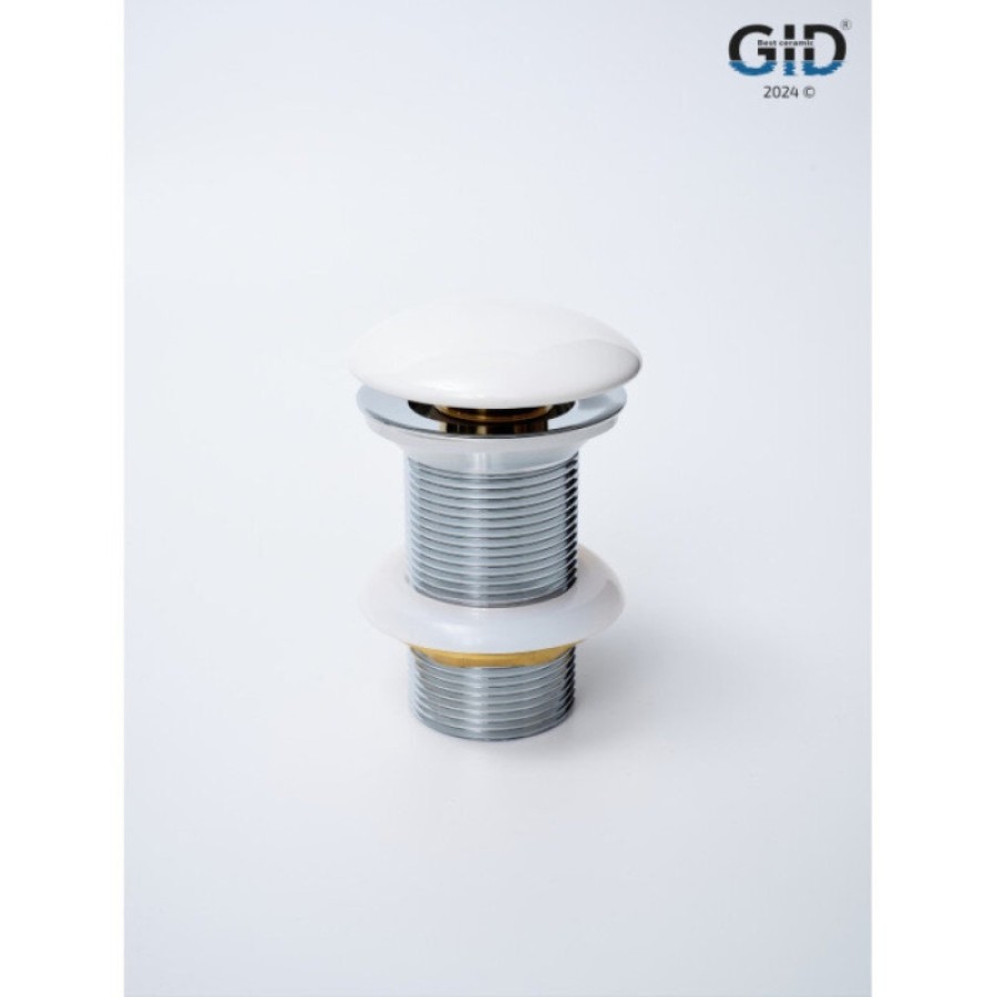 Донный клапан для раковины Gid Minucia Wh100 71101K, без перелива, Clik-Clak, белый