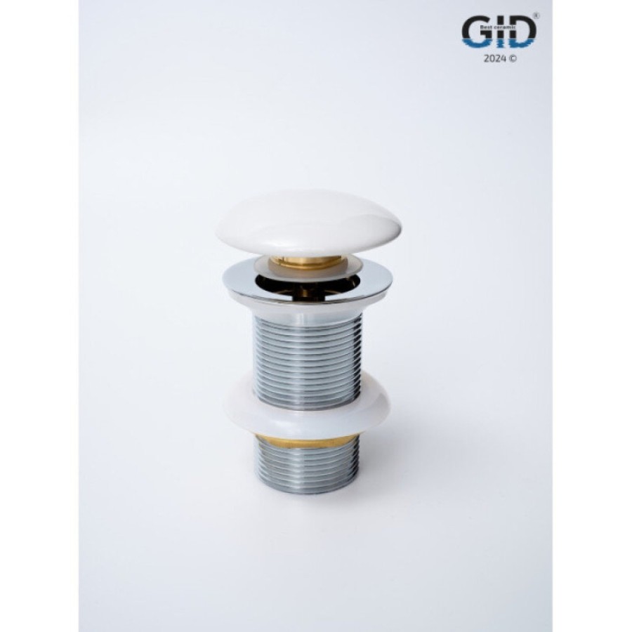 Донный клапан для раковины Gid Minucia Wh100 71101K, без перелива, Clik-Clak, белый