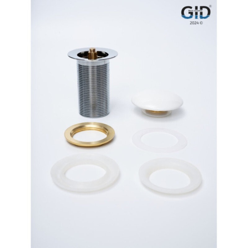 Донный клапан для раковины Gid Minucia Wh100 71101K, без перелива, Clik-Clak, белый