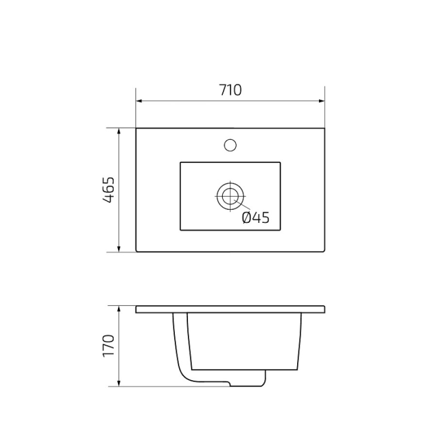 Раковина Gid Integrado 9070e 71102, 71 см, фаянс, белая