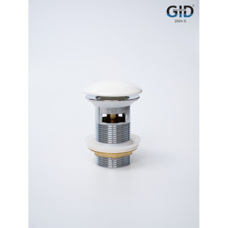Донный клапан для раковины Gid Minucia Wh100-1 71102K, с переливом, Clik-Clak, белый