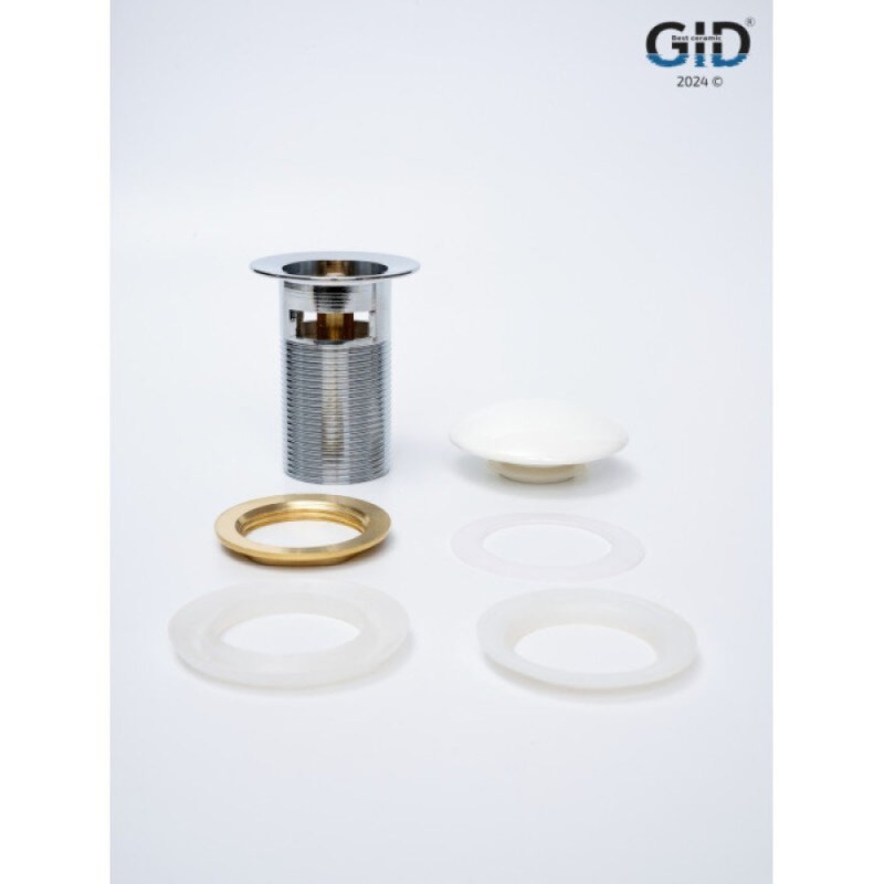 Донный клапан для раковины Gid Minucia Wh100-1 71102K, с переливом, Clik-Clak, белый