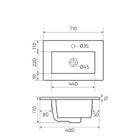 Раковина Gid Integrado NYJ803-70 71110, 71 см, фаянс, белая