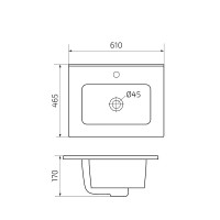 Раковина Gid Integrado 9060s 71155, 61 см, фаянс, белая