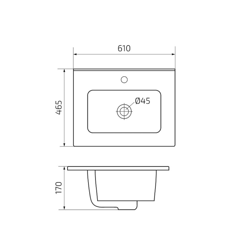 Раковина Gid Integrado 9060s 71155, 61 см, фаянс, белая