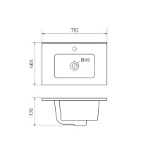 Раковина Gid Integrado 9070s 71156, 71 см, фаянс, белая
