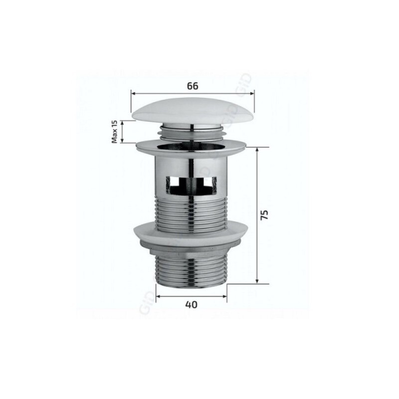 Донный клапан для раковины Gid Minucia Bl100-1 72202K, с переливом, Clik-Clak, черный