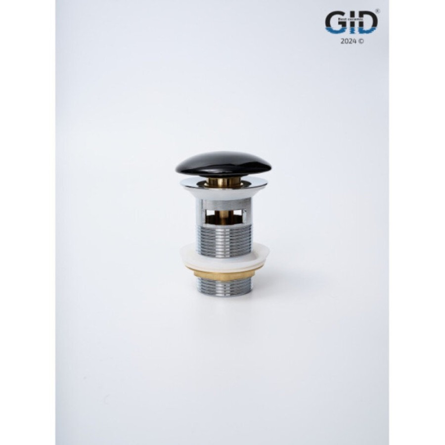 Донный клапан для раковины Gid Minucia Bl100-1 72202K, с переливом, Clik-Clak, черный