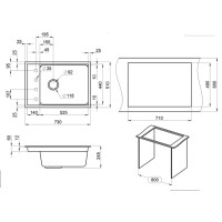 Кухонная мойка Granula Kitchen Space 75 см, шварц, 7305