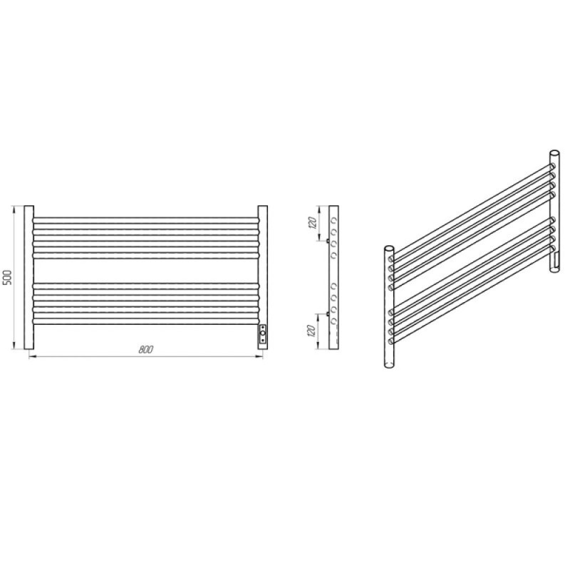 Полотенцесушитель электрический Laris Оливия ЧК8, ширина 83 см, высота 50 см, с возможностью скрытого подключения, подключение справа, белый матовый муар, 73207627