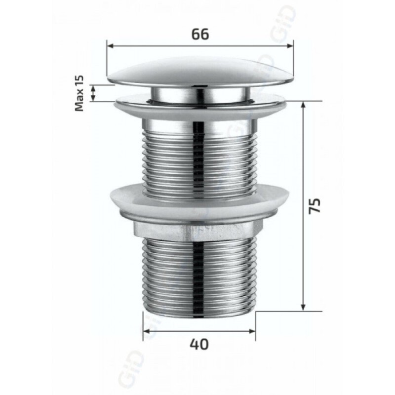 Донный клапан для раковины Gid Minucia G100 73301K, без перелива, Clik-Clak, золото