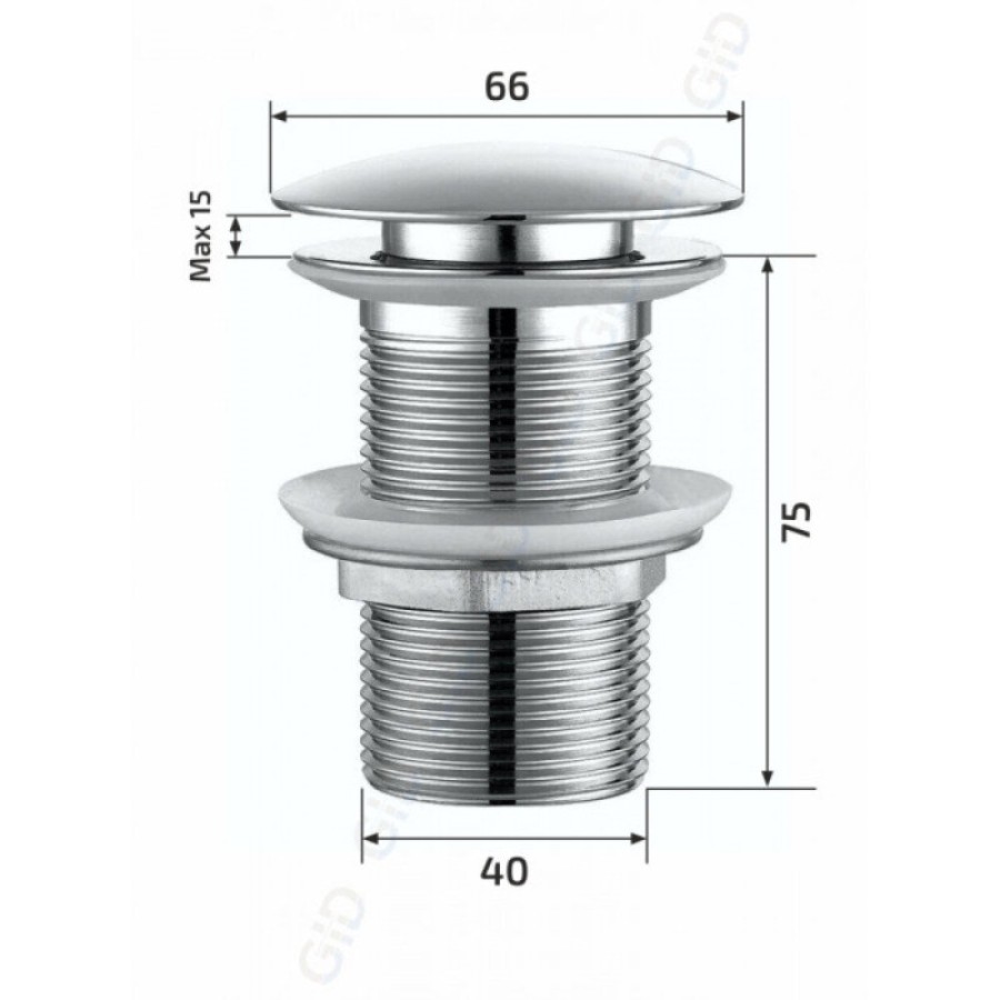 Донный клапан для раковины Gid Minucia G100 73301K, без перелива, Clik-Clak, золото