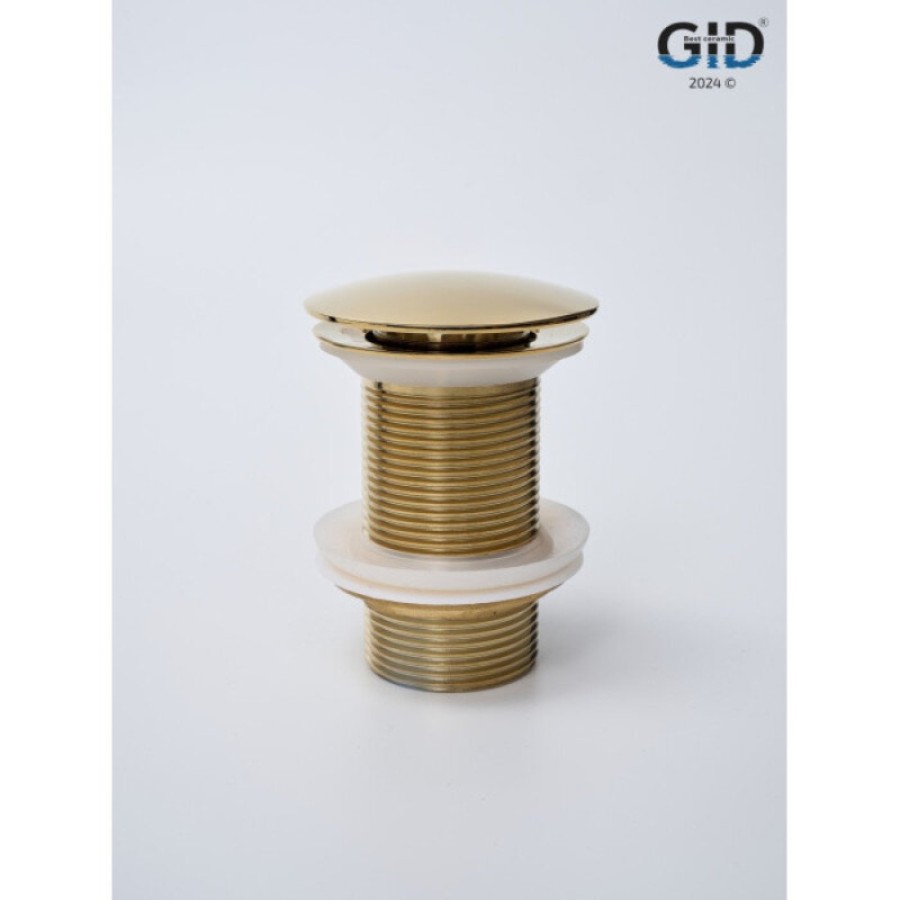 Донный клапан для раковины Gid Minucia G100 73301K, без перелива, Clik-Clak, золото