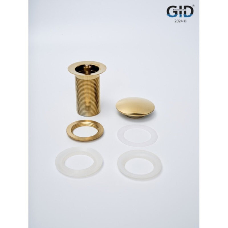 Донный клапан для раковины Gid Minucia G100 73301K, без перелива, Clik-Clak, золото