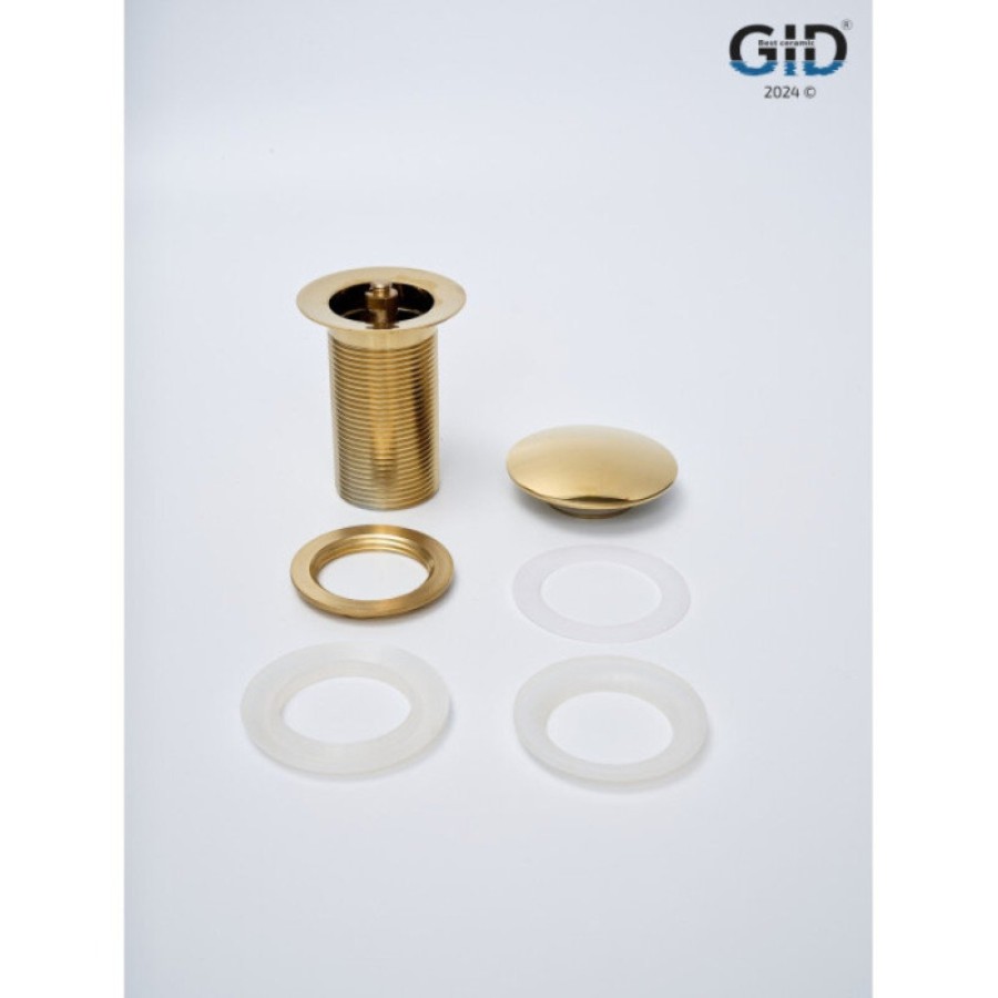 Донный клапан для раковины Gid Minucia G100 73301K, без перелива, Clik-Clak, золото